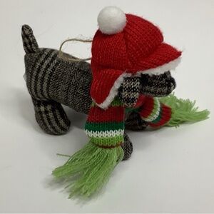 Creative Co-Op Dog Christmas Tree Ornament 5" Plush Tweed Puppy Animal Rare HTF